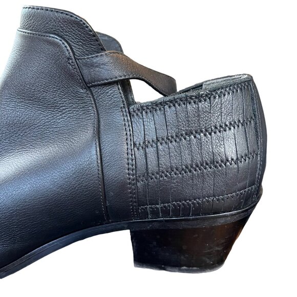 Via Spiga Soft Leather Black Ankle Block Chunky Heel Boots 10 - Picture 9 of 11